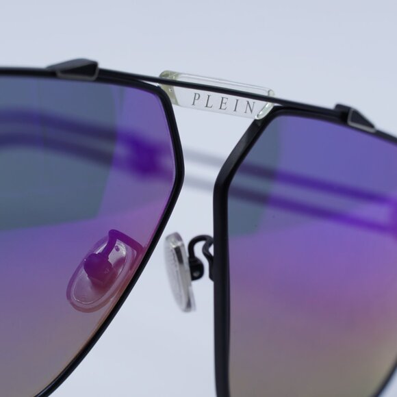 Philipp Plein SPP049M 0541 Sunglasses Semi Matte Black/Palladium Aviator Frame - Picture 6 of 11